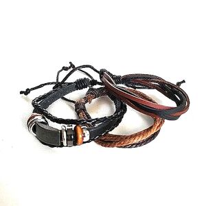 Black & brown leather bracelet bundle NWOT